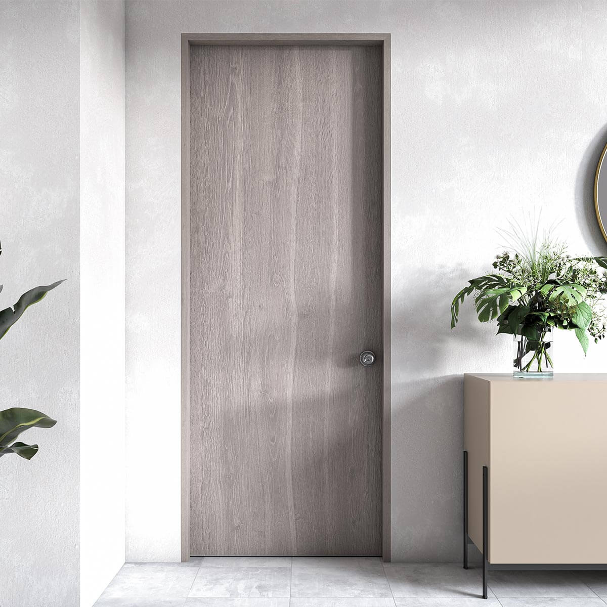 Puerta multiancho de madera melaminica veta vertical color bardolino