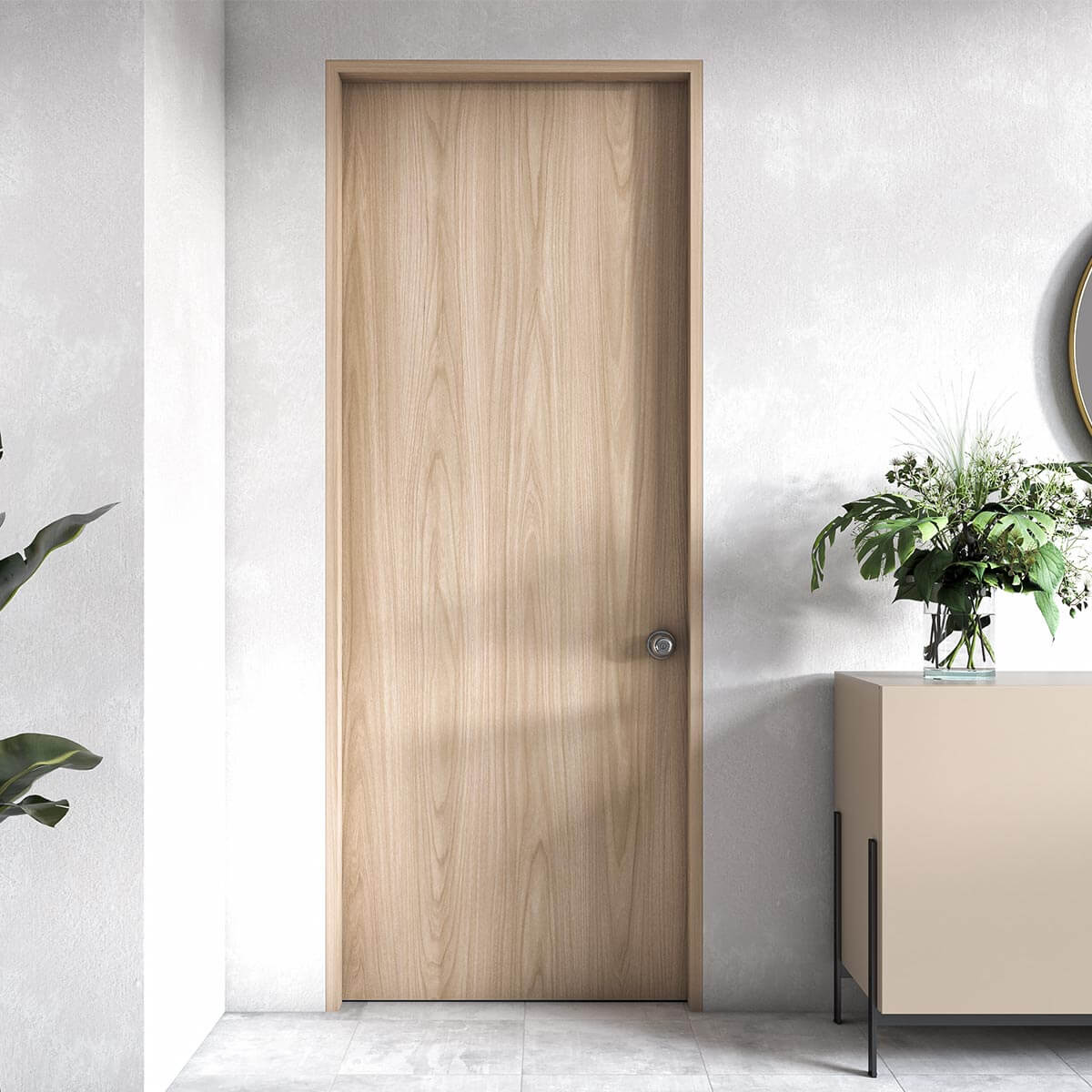 Puerta multiancho de madera melaminica veta vertical color Fresno Europeo