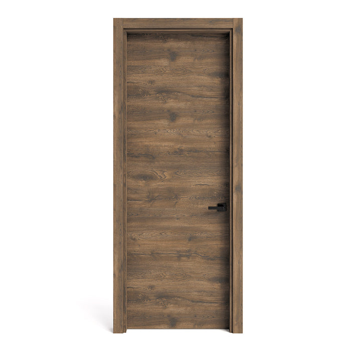 Puerta de madera melaminica sin marco veta horizontal color bellota incluye cerradura + 4 bisagras