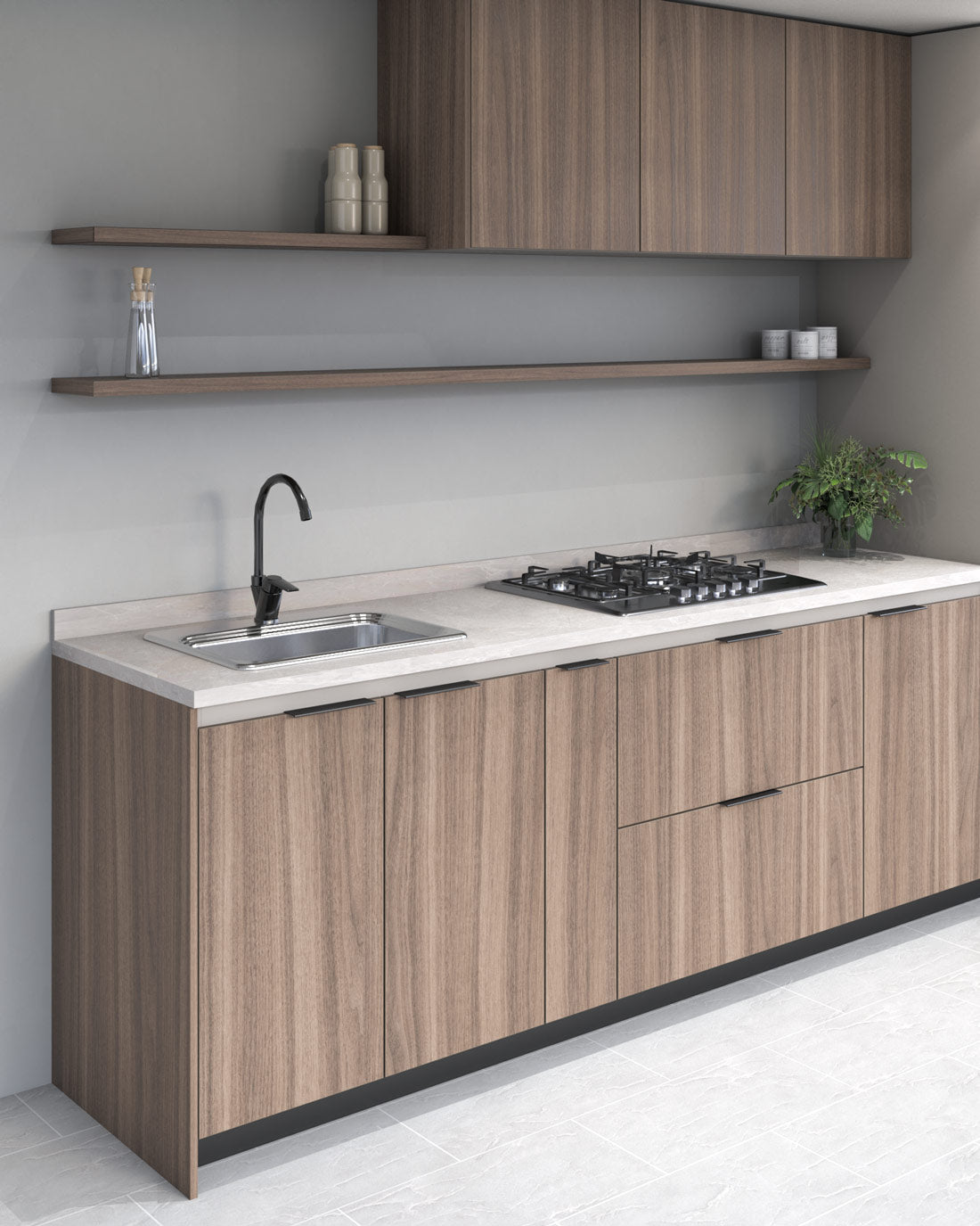 Kit mesón de cocina americano multiancho color creme 2300x600x30 mm