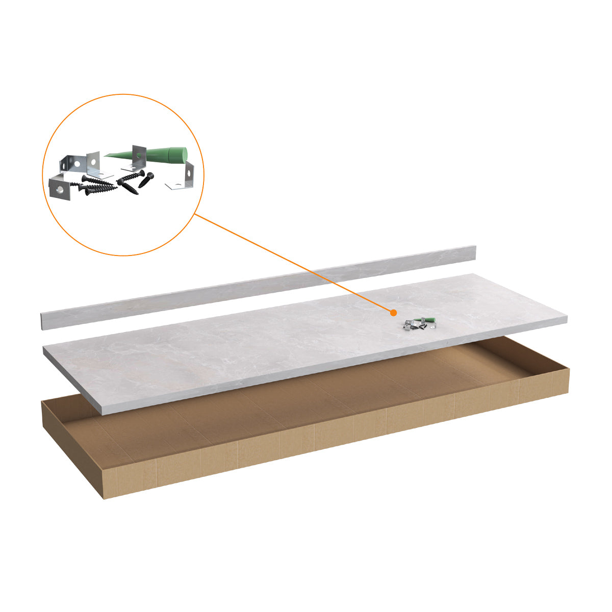 Kit mesón de cocina americano multiancho color creme 2300x600x30 mm