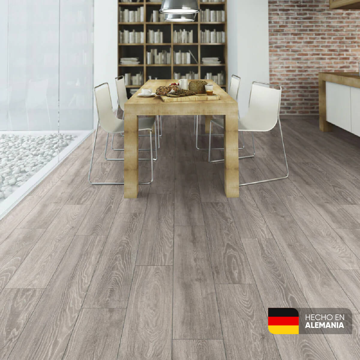 Piso Laminado Roble Humo de 7mm marca Kronospan