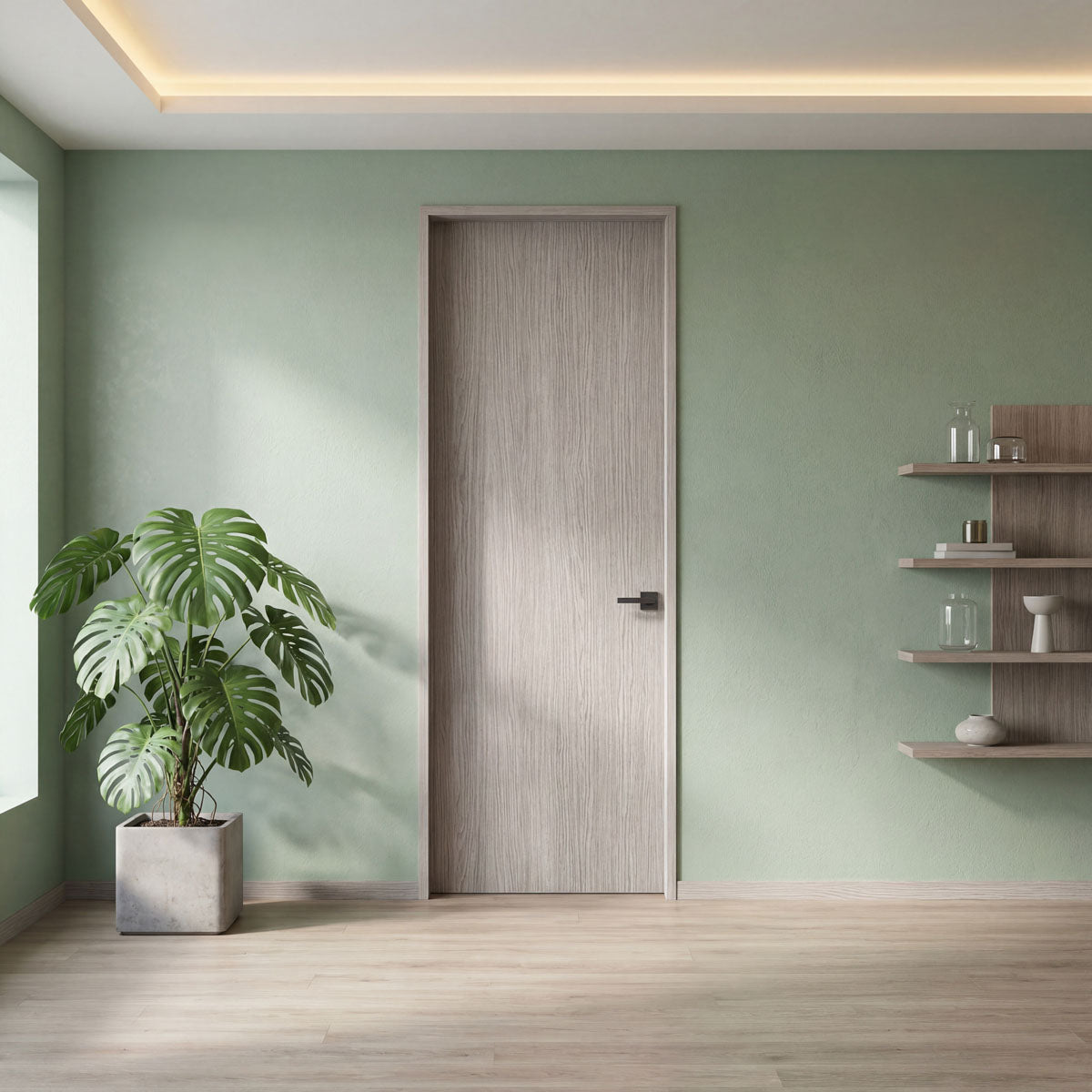 Puerta de madera melaminica veta vertical color Positano 70 cm x 235 cm