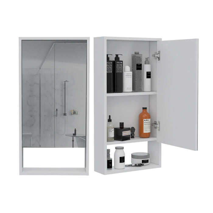 Gabinete de baño merín, blanco, con espejo y tres entrepaños    zf x2