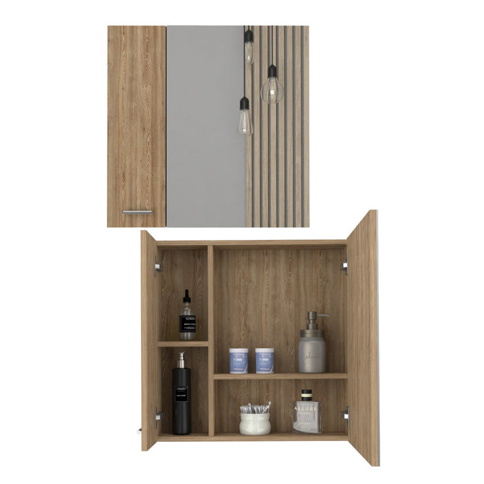 Gabinete de baño apolis, miel, con puerta espejo y dos entrepaños para ubicar múltiples objetos   zf x2