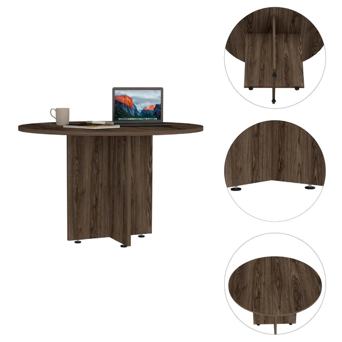 Mesa redonda para oficina concept, chocolate, ideal para cuatro puertas