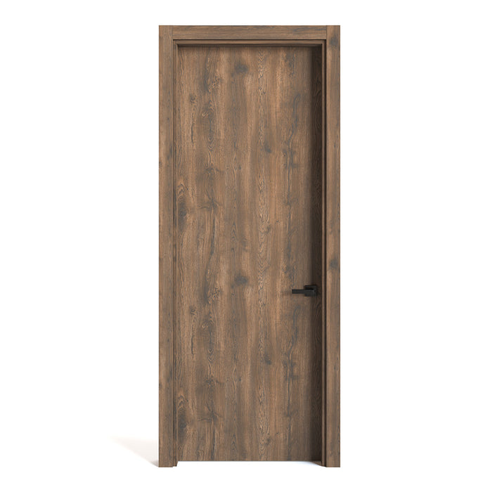 Kit puerta de madera melaminica veta vertical color bellota