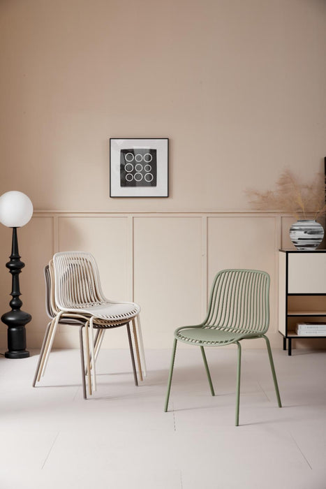 Silla Barcelona, Color Taupe, Con espaldar en lineas diseño moderno