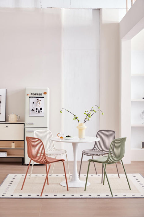 Silla Barcelona, Color Beige, Con espaldar en lineas diseño moderno