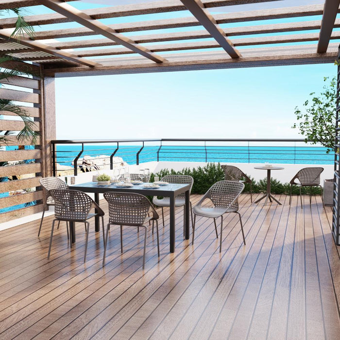 Silla Senit con Brazos, Color Taupe, Con espaldar y diseño Moderno