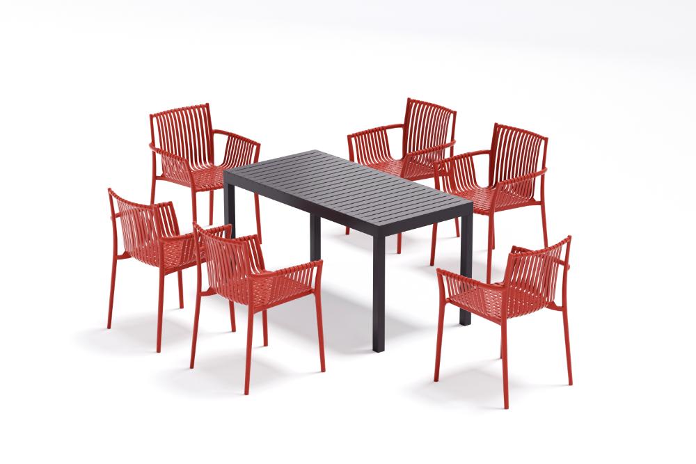 Silla Madrid con Brazos, Color Rojo, Con espaldar y diseño Moderno