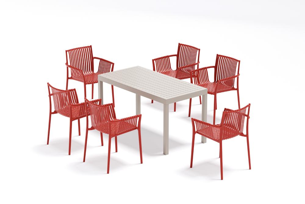 Silla Madrid con Brazos, Color Rojo, Con espaldar y diseño Moderno