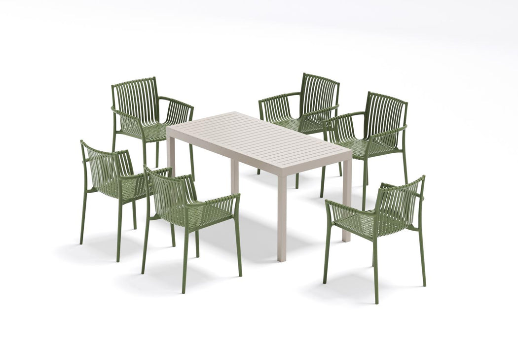 Silla Madrid con Brazos, Color Verde Olivo, Con espaldar y diseño Moderno