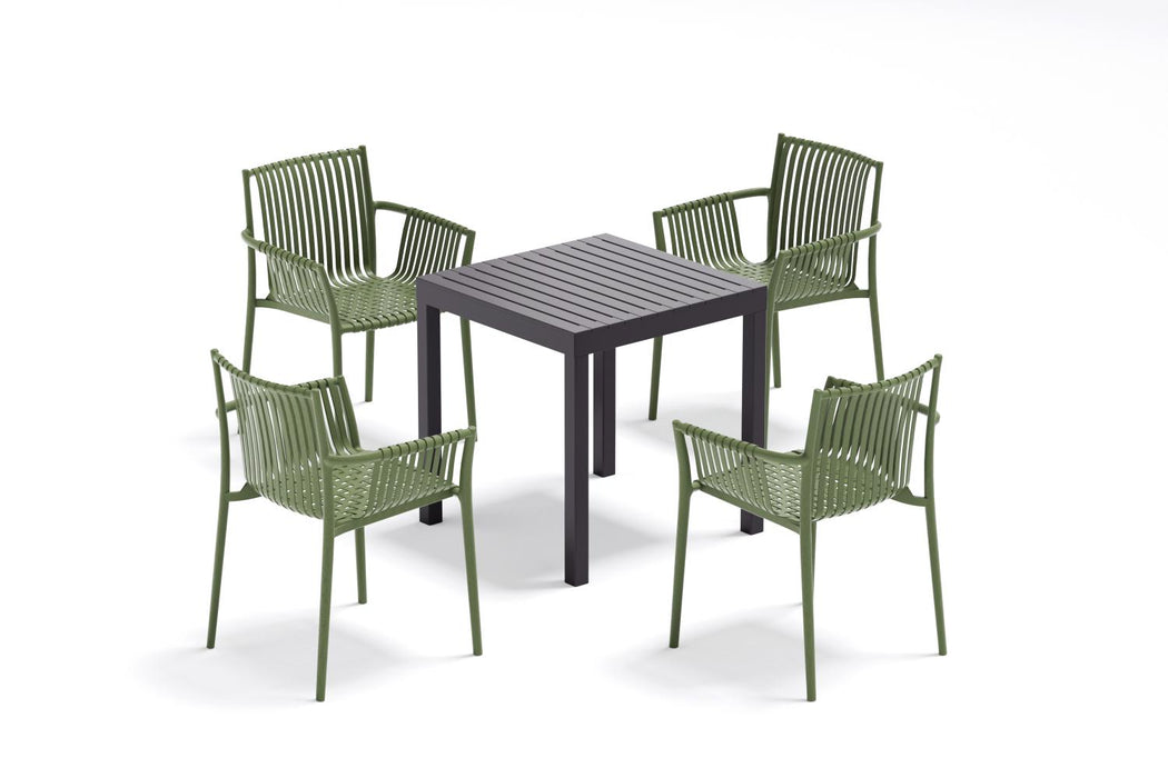 Silla Madrid con Brazos, Color Verde Olivo, Con espaldar y diseño Moderno