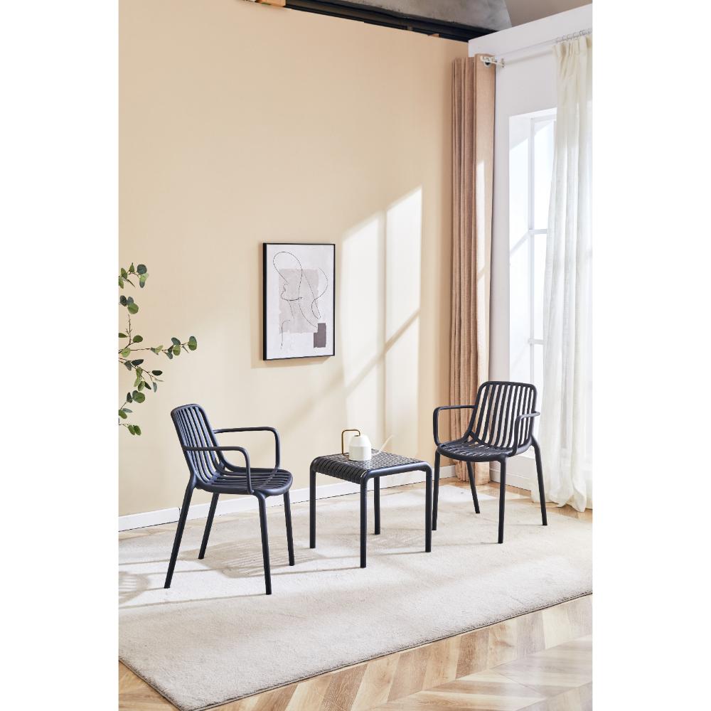 Silla Parma, Negro, Con espaldar en rayas y diseño minimalista