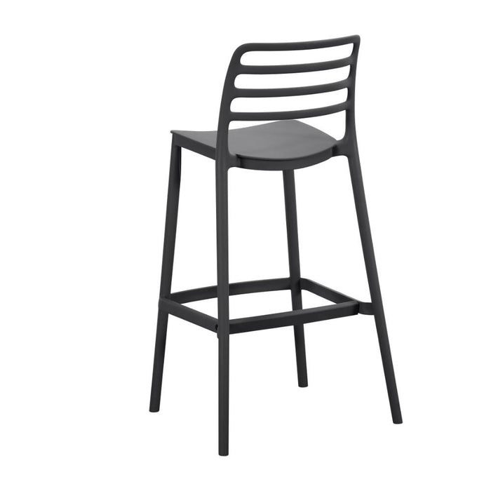 Silla para Bar Palawan, Negro, Con espaldar abierto y diseño minimalista