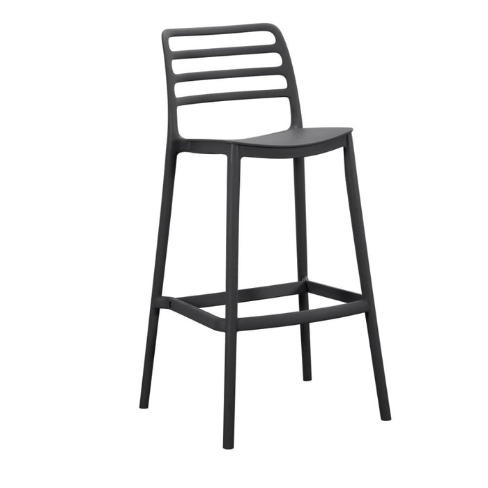 Silla para Bar Palawan, Negro, Con espaldar abierto y diseño minimalista