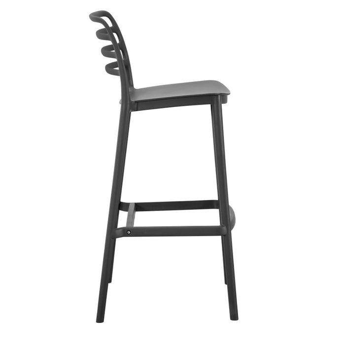 Silla para Bar Palawan, Negro, Con espaldar abierto y diseño minimalista