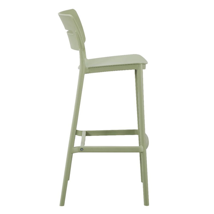 Silla para Bar Manila, Verde, Con espaldar rectangular y diseño moderno