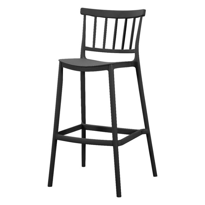 Silla para Bar Oxford, Negro, Con espaldar en barras y diseño minimalista
