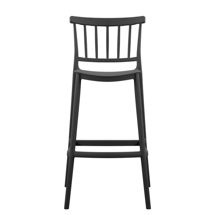 Silla para Bar Oxford, Negro, Con espaldar en barras y diseño minimalista