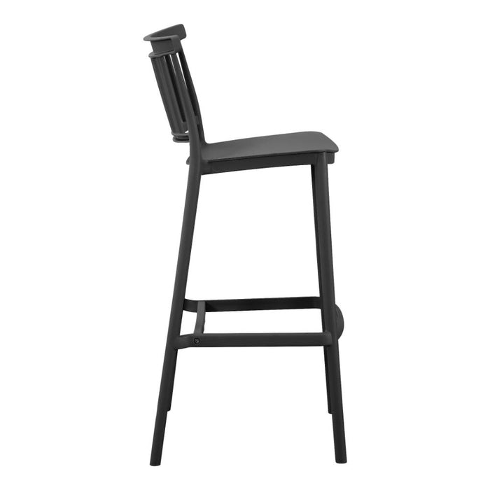 Silla para Bar Oxford, Negro, Con espaldar en barras y diseño minimalista