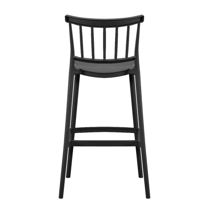 Silla para Bar Oxford, Negro, Con espaldar en barras y diseño minimalista
