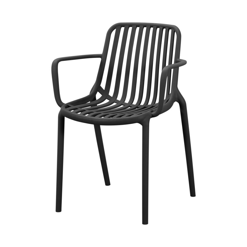 Silla Parma, Negro, Con espaldar en rayas y diseño minimalista