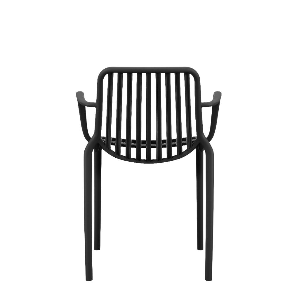 Silla Parma, Negro, Con espaldar en rayas y diseño minimalista