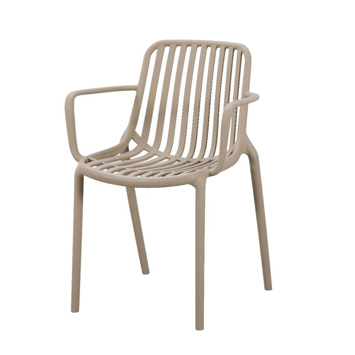 Silla Parma, Taupe, Con espaldar en rayas y diseño minimalista