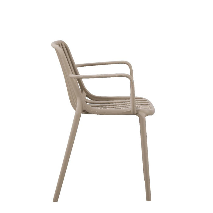 Silla Parma, Taupe, Con espaldar en rayas y diseño minimalista