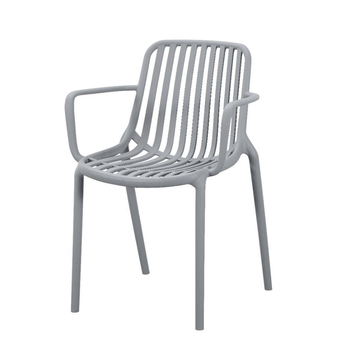 Silla Parma, Gris, Con espaldar en rayas y diseño minimalista