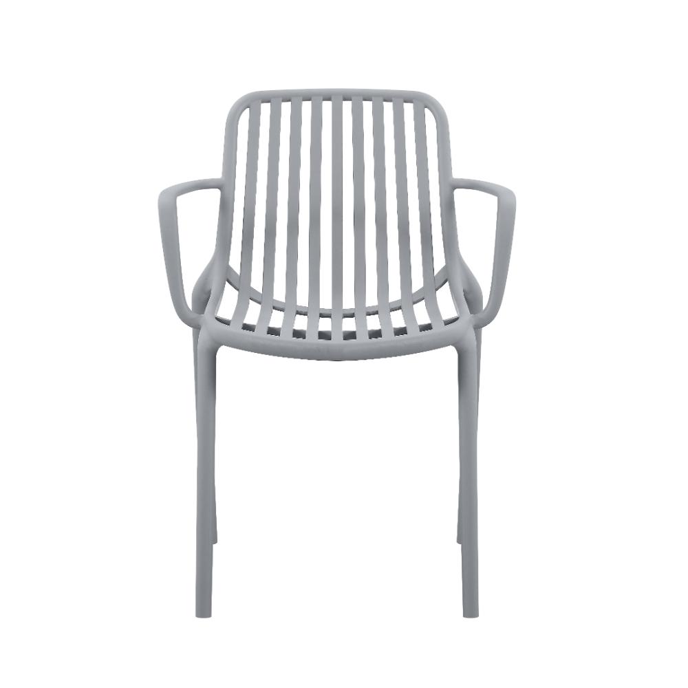 Silla Parma, Gris, Con espaldar en rayas y diseño minimalista