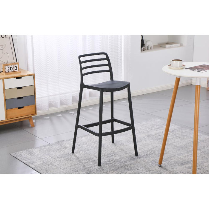 Silla para Bar Palawan, Negro, Con espaldar abierto y diseño minimalista