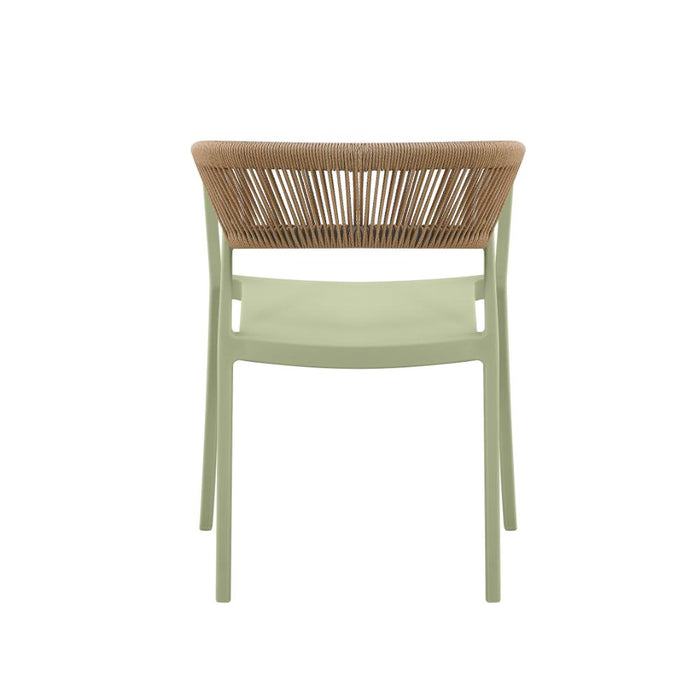 Silla Bali, Verde, Con espaldar en cuerdas y diseño Moderno
