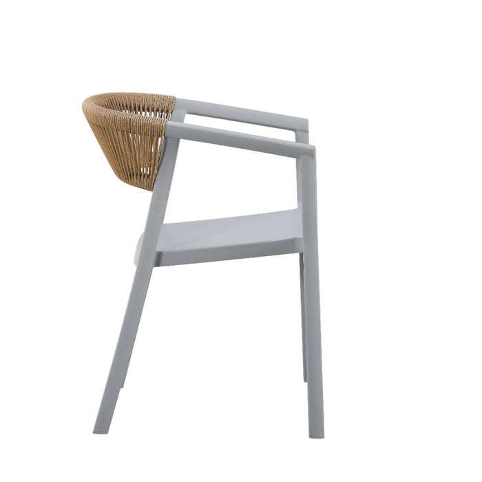 Silla Bali, Gris, Con espaldar en cuerdas y diseño Moderno
