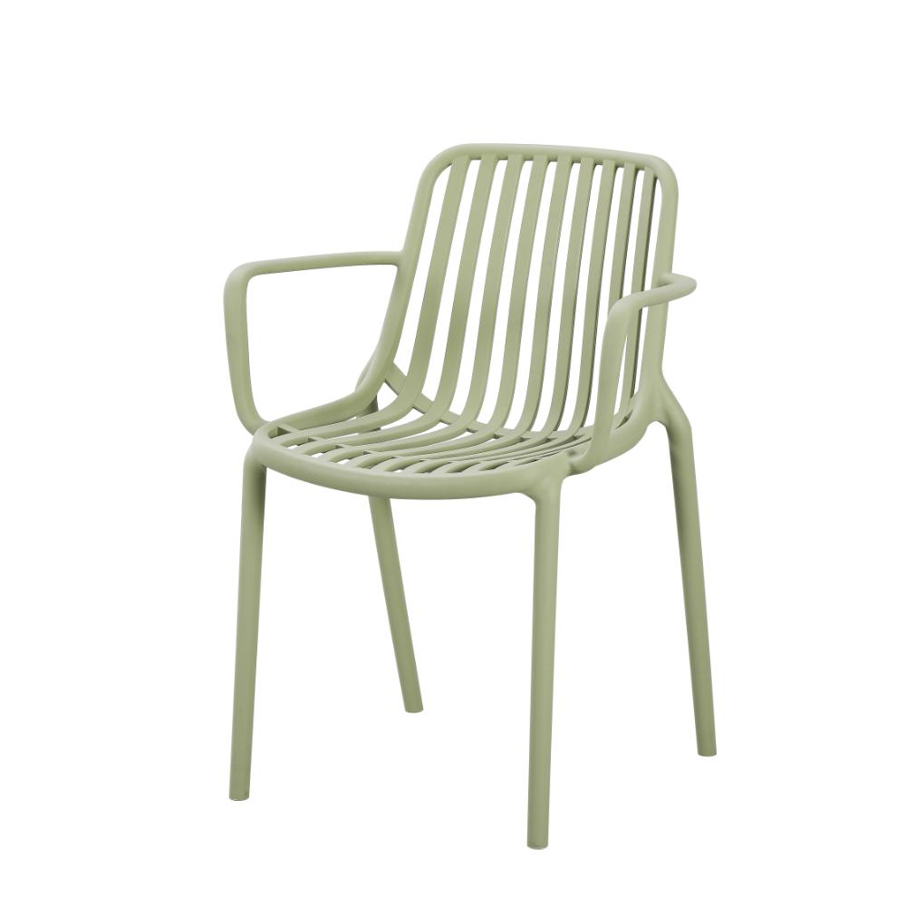 Silla Parma, Verde, Con espaldar en rayas y diseño minimalista