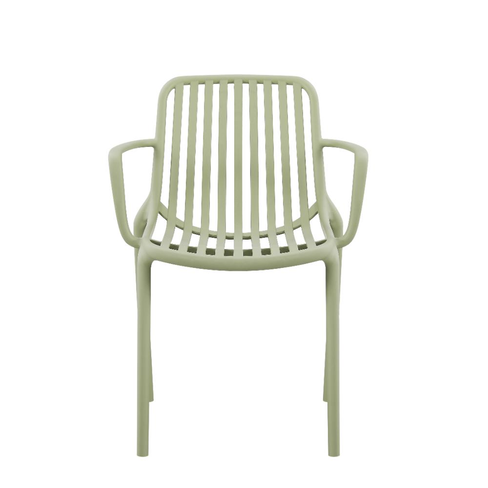 Silla Parma, Verde, Con espaldar en rayas y diseño minimalista