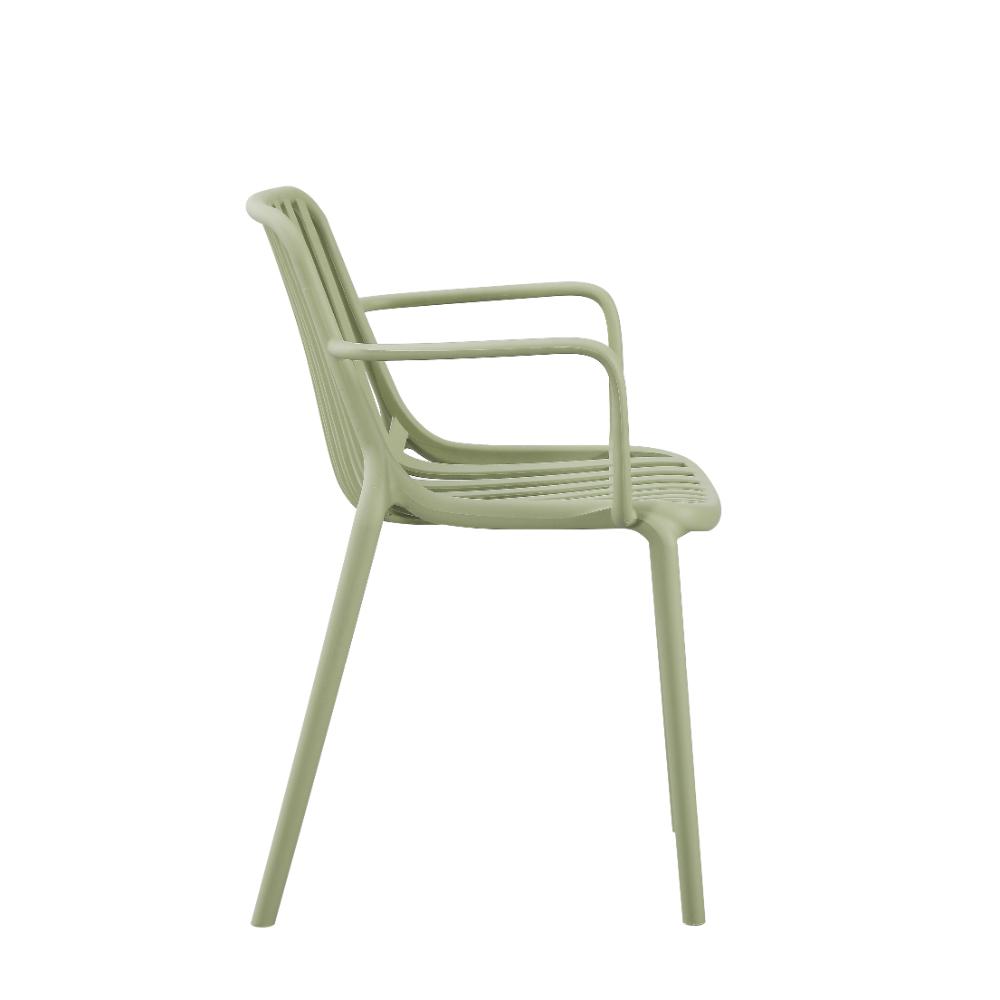 Silla Parma, Verde, Con espaldar en rayas y diseño minimalista
