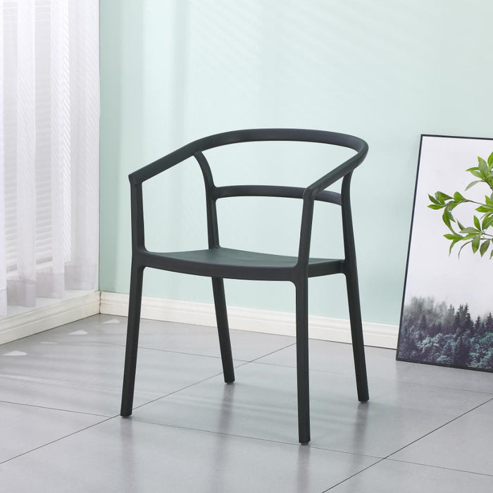 Silla Porto, Negro, Con espaldar minimalista y diseño Moderno