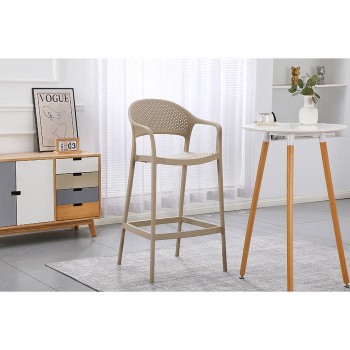 Silla para Bar Curitiva, Taupe, Con espaldar traspirable y diseño Minimalista