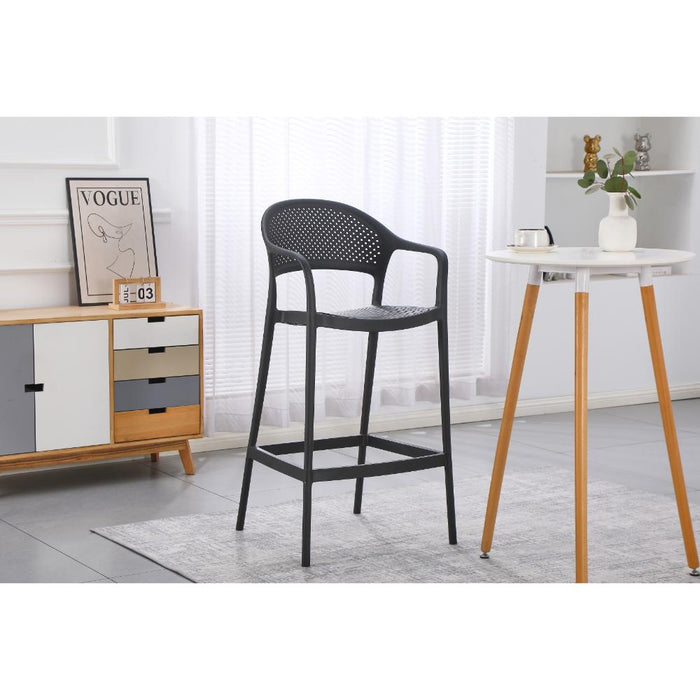Silla para Bar Curitiva, Negro, Con espaldar traspirable y diseño Minimalista