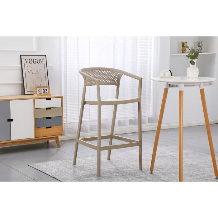 Silla para Bar Salvador, Taupe, Con espaldar en malla y diseño Moderno