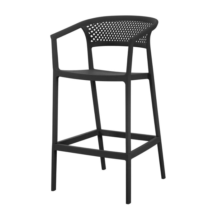 Silla para Bar Salvador, Negro, Con espaldar en malla y diseño Moderno