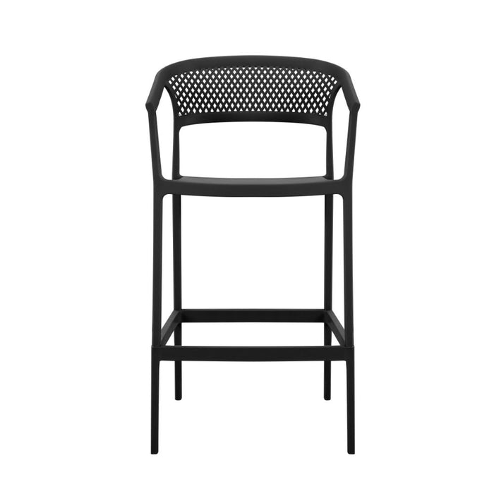 Silla para Bar Salvador, Negro, Con espaldar en malla y diseño Moderno