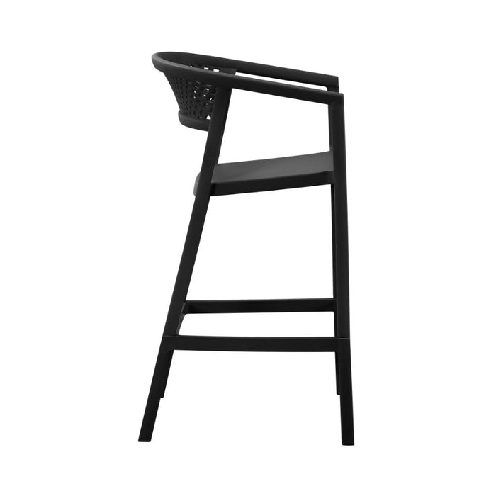 Silla para Bar Salvador, Negro, Con espaldar en malla y diseño Moderno