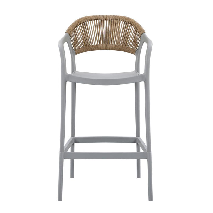 Silla para Bar Bali, Gris, Con espaldar en cuerdas y diseño Moderno