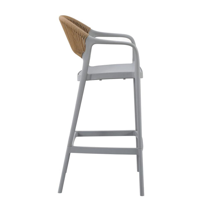 Silla para Bar Bali, Gris, Con espaldar en cuerdas y diseño Moderno