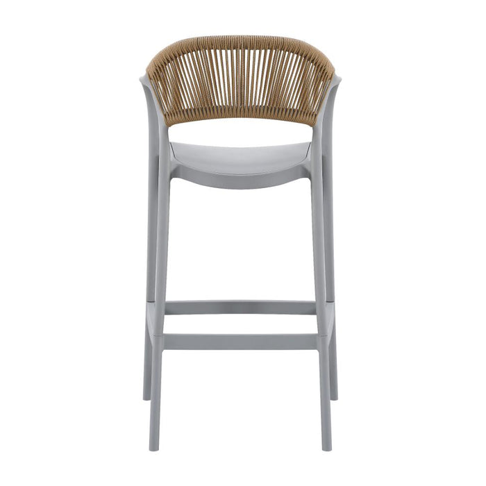 Silla para Bar Bali, Gris, Con espaldar en cuerdas y diseño Moderno