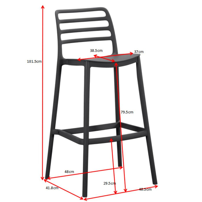 Silla para Bar Palawan, Negro, Con espaldar abierto y diseño minimalista